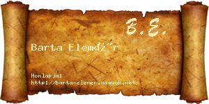 Barta Elemér névjegykártya